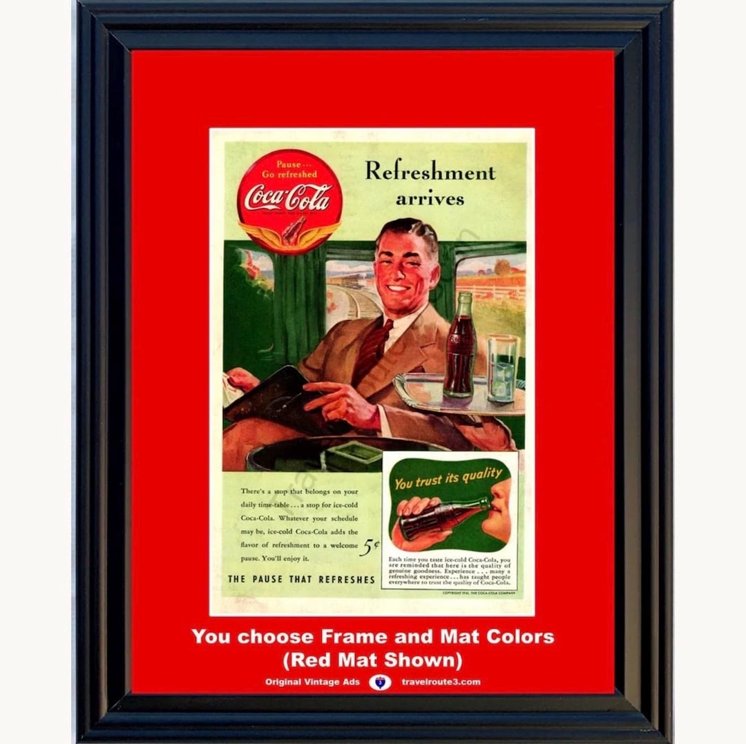 Coca-Cola レトロポスターフレーム A2サイズ4枚セット 1941 Coca Cola the Pause That Refreshes Vintage Ad Ice Cold