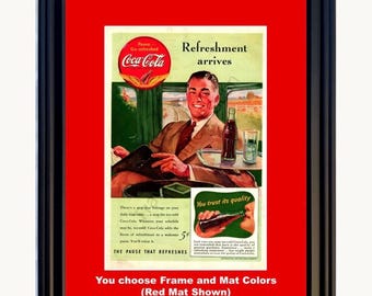Coca-Cola レトロポスターフレーム A2サイズ4枚セット 1941 Coca Cola the Pause That Refreshes Vintage Ad Ice Cold