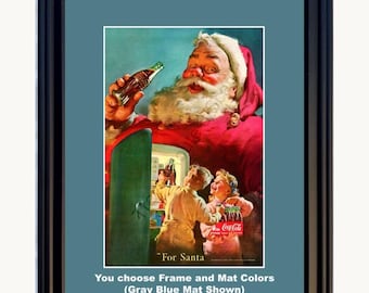 1950 Coca Cola Christmas for Santa Claus Framed ORIGINAL Vintage