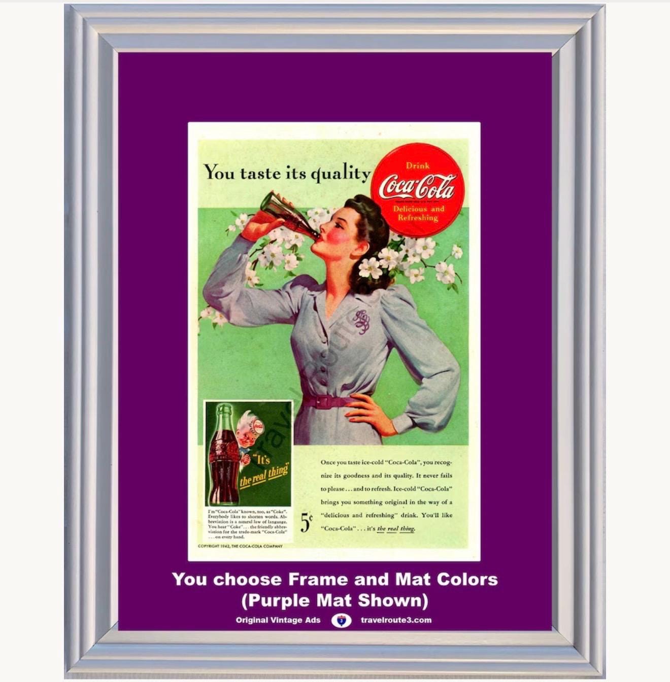 1943 WWII Coca-cola Woman Framed ORIGINAL Vintage Ad - Coke Bottle