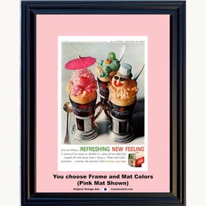 1962 Coca Cola Ice Cream Float Framed ORIGINAL Vintage Ad - Coke Refreshing New Feeling Cold Drink 62 *You Choose Frame-Mat Colors*