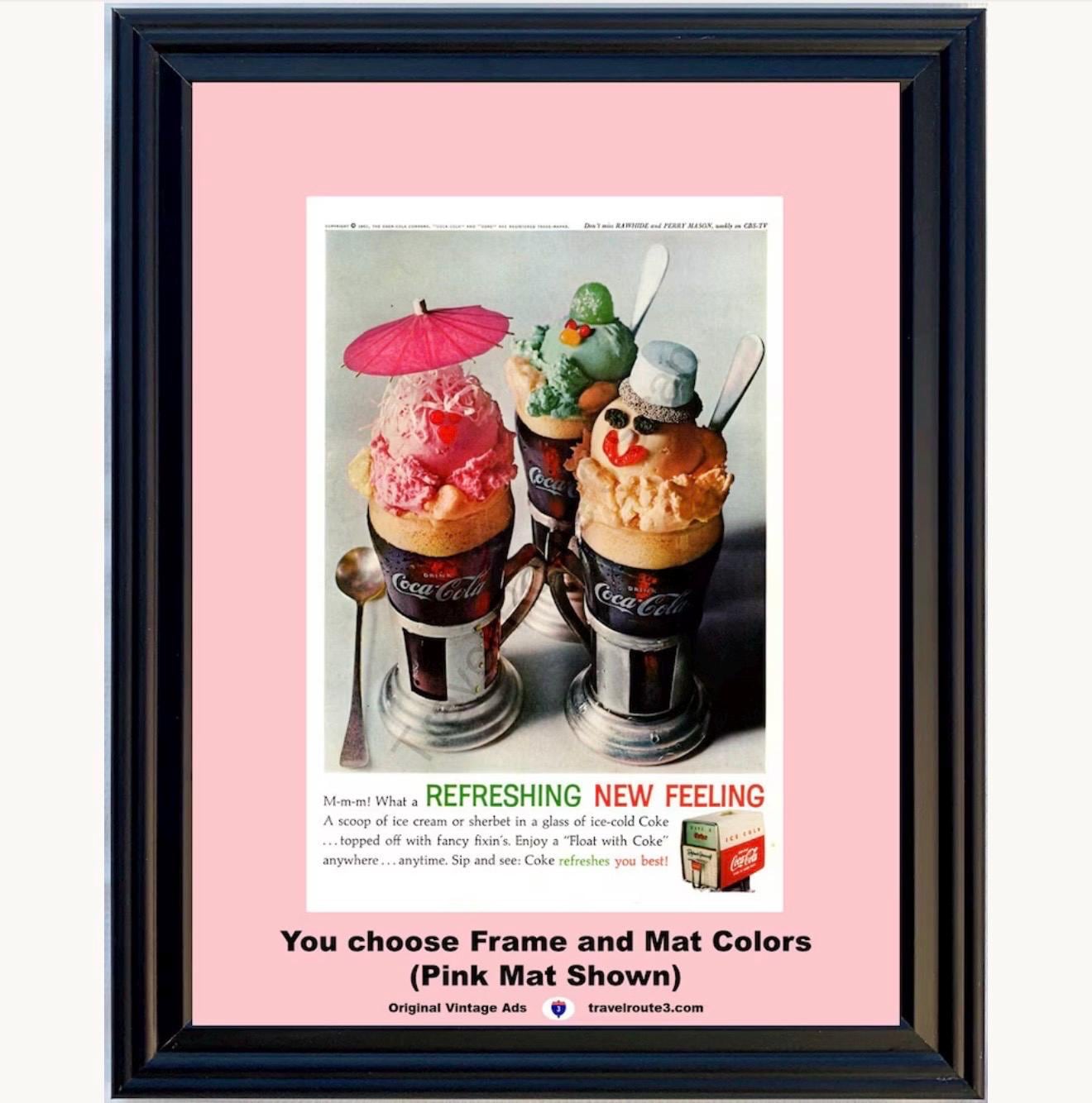 1962 Coca Cola Ice Cream Float Framed ORIGINAL Vintage Ad - Coke
