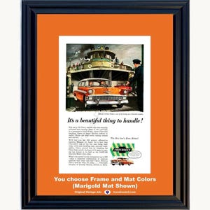 1956 Chevrolet Bel Air Framed ORIGINAL Vintage Ad - 56 Chevy 2 Door Sierra Gold Bridgewater Ferry New Jersey *You Choose Frame-Mat Colors*
