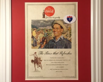 1953 Coca-Cola Coke Vintage Ad Cowboy Horse Drink You Trust its Quality The Pause that Refreshes *You Choose Frame-Mat Colors-Free USA S&H*
