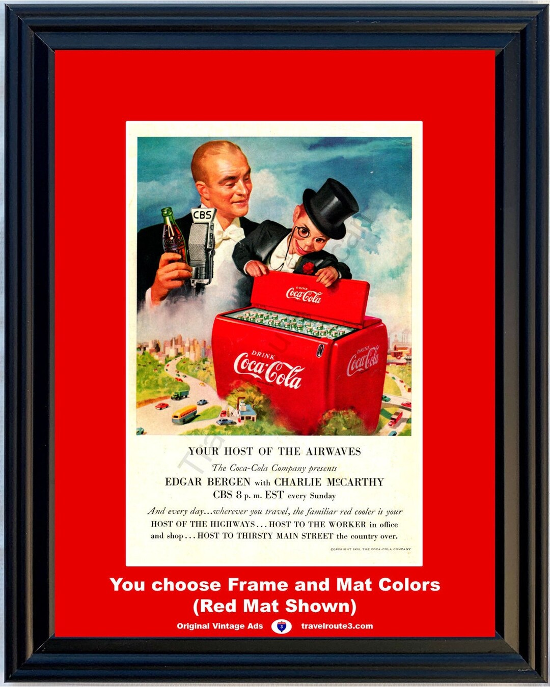 1950 Coca Cola Cooler Vintage Ad Coke Edgar Bergen Charlie