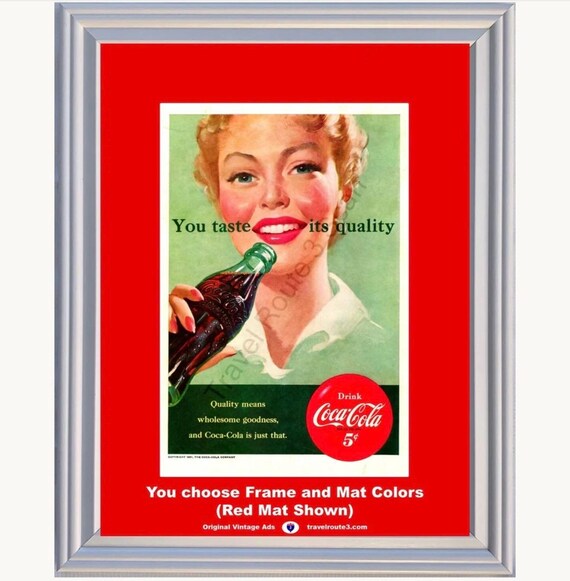 1951 Coca Cola You Taste Its Quality Framed ORIGINAL Vintage Ad