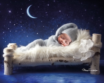 PSD & JPG Baby Dream, digital background, newborn digital backdrop, with special Set of Brush for Photoshop