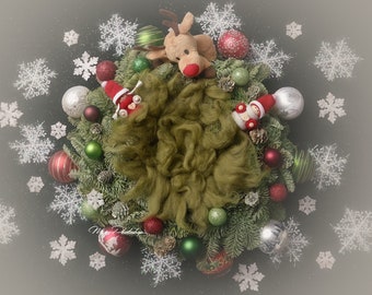 PSD & JPG Christmas Wreath, digital background, digital backdrop