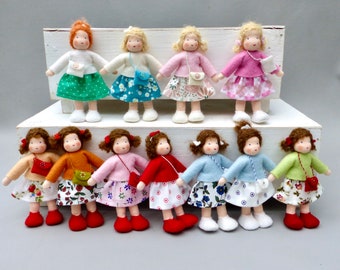 Puppenstuben-Figur Mädchen, Jahreszeitentisch Weihnachten, Biegepuppe, Puppe, Puppenstube