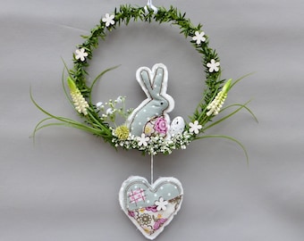 Fenêtre de décoration de Pâques, couronne avec lapin de Pâques, décoration de fenêtre, couronne de Pâques, cadeau au printemps