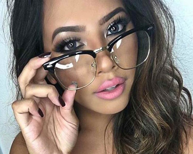 thumbnail image 2 of KISS Eyewear Women's Retro Clear Lens Glasses – Oversized Gold Metal Frame, UV400 2 of 5