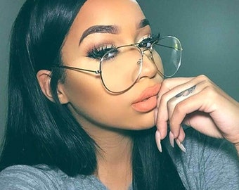 Silver Frame Retro Classic Aviator Eyeglasses | Clear Lens Women Vintage Glasses | Fashion Pilot Gafas