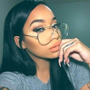 Silver Frame Retro Classic Aviator Eyeglasses Clear Lens Women Vintage Glasses Fashion Pilot Gafas Etsy