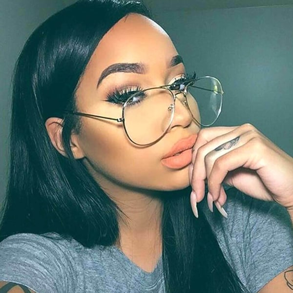 Silver Frame Retro Classic Aviator Eyeglasses | Clear Lens Women Vintage Glasses | Fashion Pilot Gafas