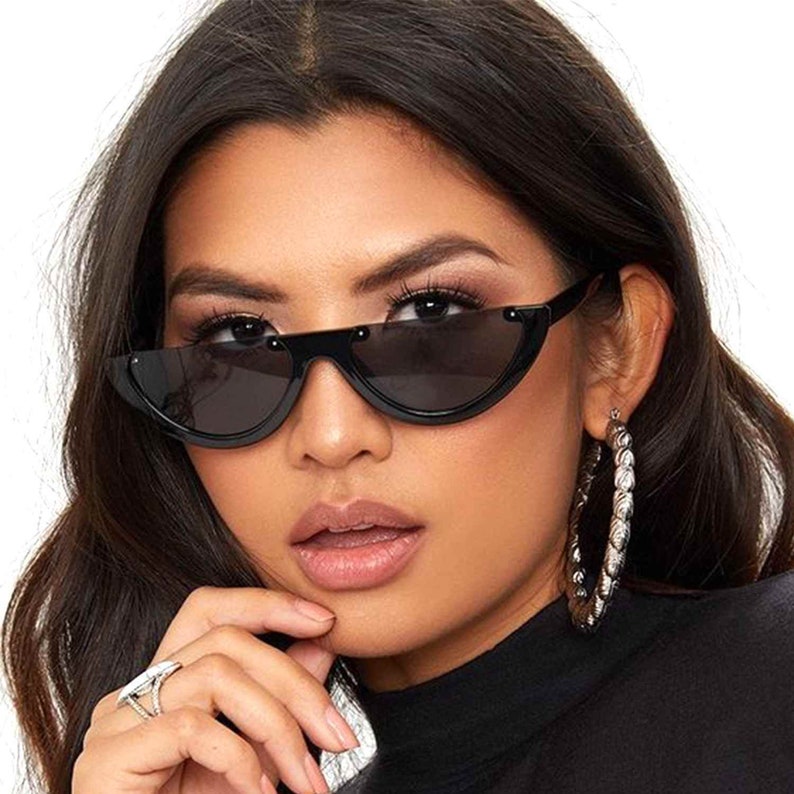Designer Inspired Trendy Sunglasses Women Black Lens Women Etsy