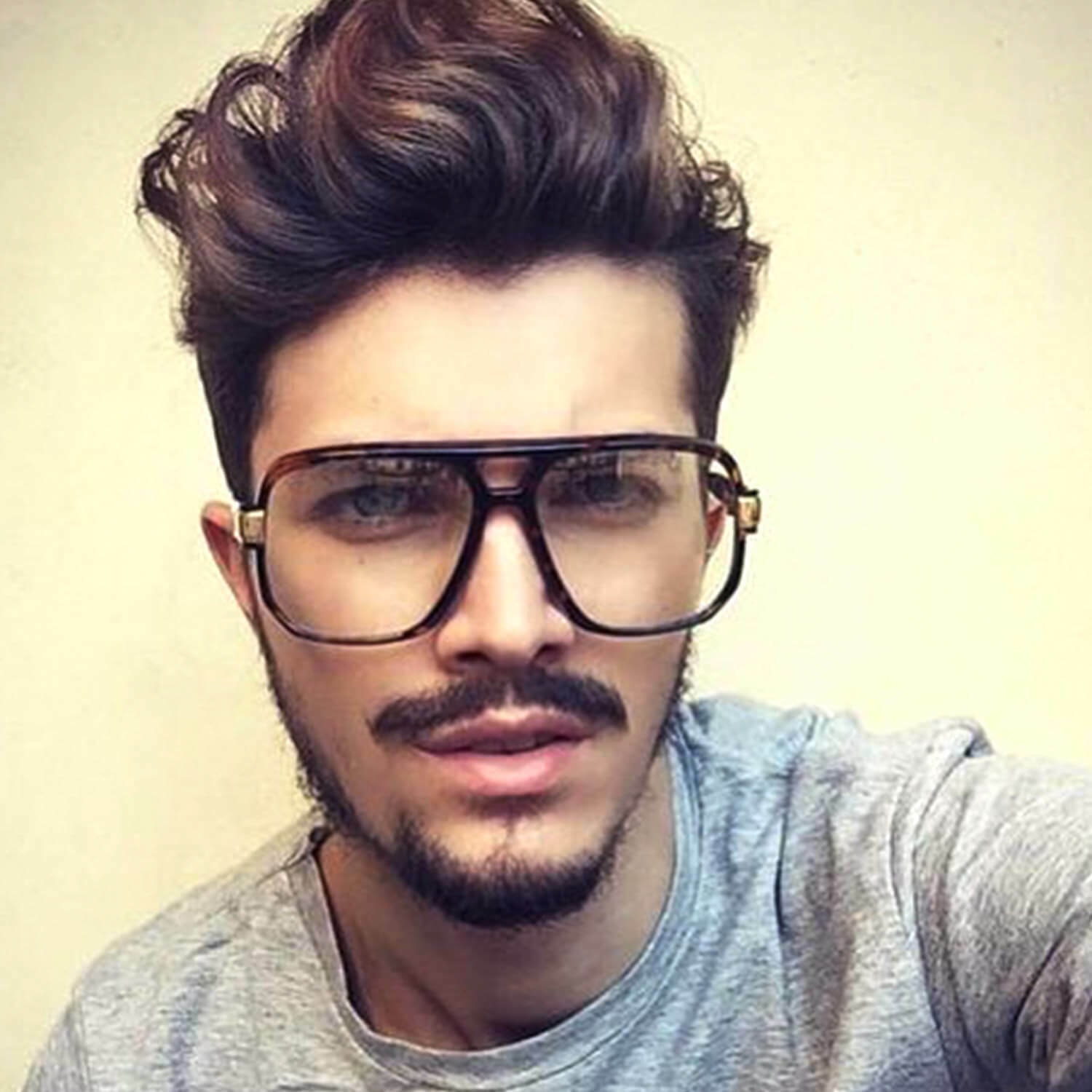 Oversized Men Fashion Eyeglasses Clear Lens Fashion Frames Black