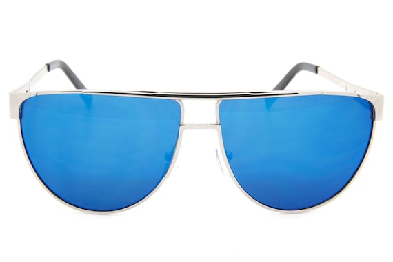 Vintage Sunglasses Women Silver Metal Frame Blue Mirrored Lens Flat Top Shades Teardrop Fashion Gafas De Sol Full Frame Etsy Canada
