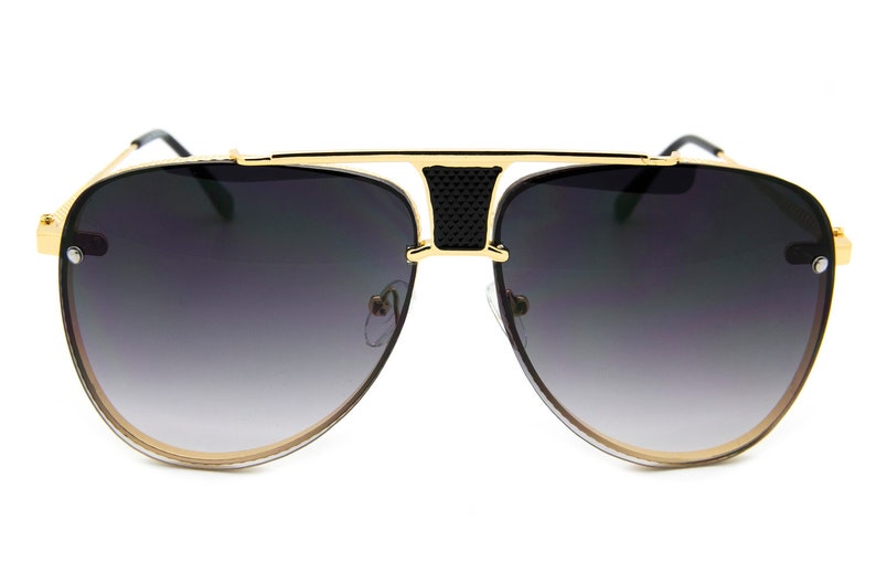 Designer Oversized Aviator Sunglasses Metal Bar Gold Frame Etsy