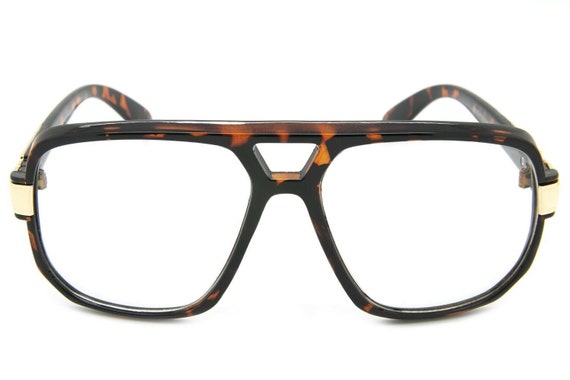 GF117 Retro Oversized Bold Stylish Funky Clear Lens Eyeglasses  Leopard or Grey