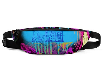 graffiti festival fanny pack, street art, colorful fanny pack,