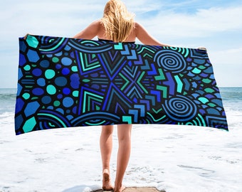 Towel with unique and eye catching design by Honduran artist Arlen Avila