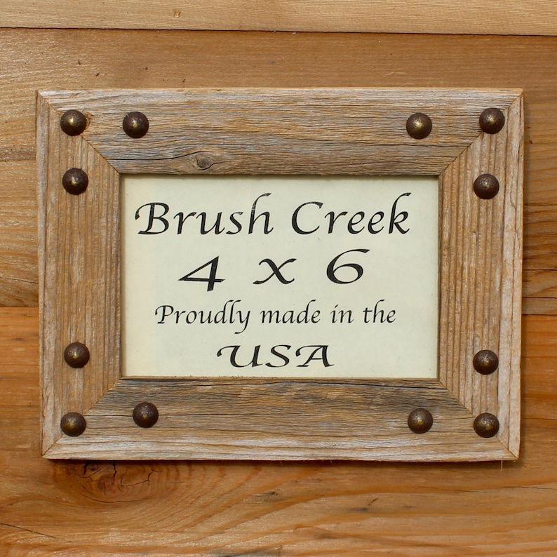 Rustic Picture Frame With Corner Nail Heads Etsy