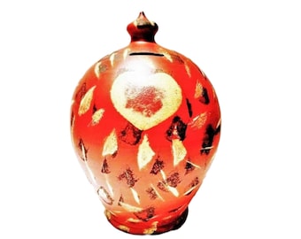 Salvadanaio per adulti, grande salvadanaio per adulti, salvadanaio per bambini, salvadanaio in ceramica rosso oro nero con cuori senza foro, si rompe per aprirlo