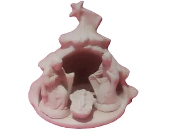 Tiny nativity scene, holy family small ceramic, navidad crib, nativity set, nativity scene