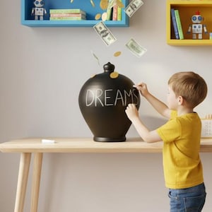 Alcancía extragrande, Alcancías para niños, Alcancías para niñas, Alcancía de pizarra, Alcancía extragrande