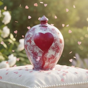 Hucha, alcancía para adultos popular en este momento, alcancía moderna, globo, corazón, alcancía de cerámica roja plateada, tarro para monedas, el más vendido, acento para el hogar