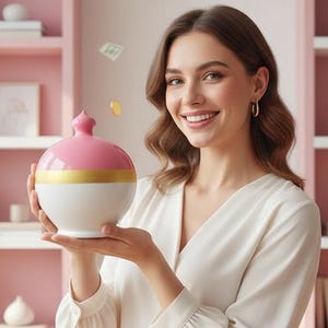 Hucha, hucha personalizada, hucha italiana, hucha para romper, hucha para adultos, hucha de arcilla rompible, hucha Caterina