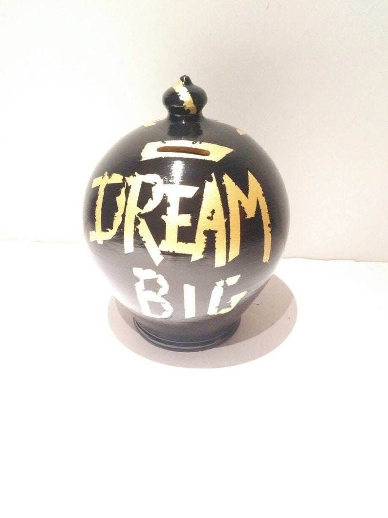 Large Piggy Bank Dream Big Smash Money Box Pottery Piggy Etsy
