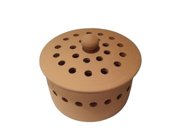 Unglazed garlic keeper, Clay Incense Burner, perforated Clay bowl to burn incense, incense cone burner, terracotta incense burner