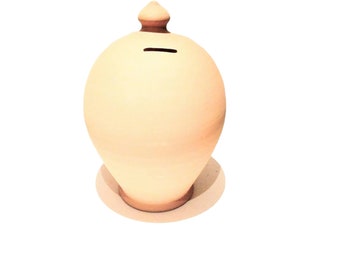 Handmade Bisque Clay Piggy Bank Set of 2, Adult Smash Money Box