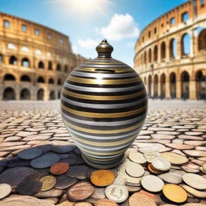 Spaarpot, Italiaans keramisch spaarvarken, gouden en zwarte strepen, gepersonaliseerde kleuren, spaarvarken, cadeaudoos housewarmingfonds nieuw huis