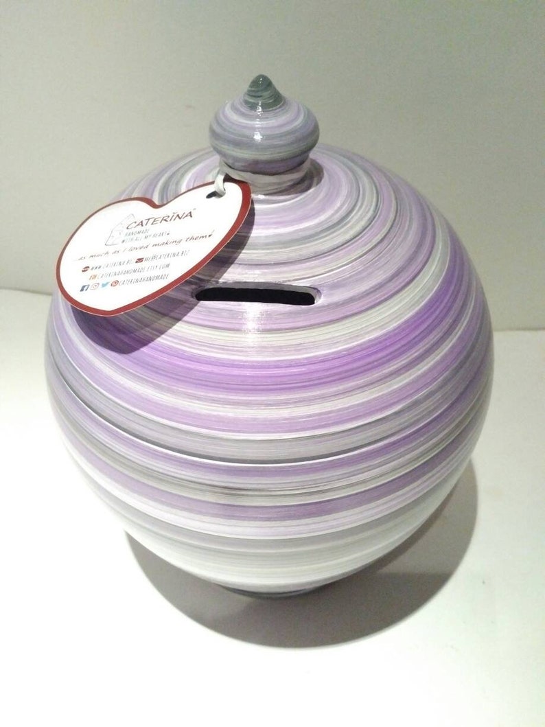 Piggy Bank Adult Personalized Piggy Bank White Purle Gray Etsy