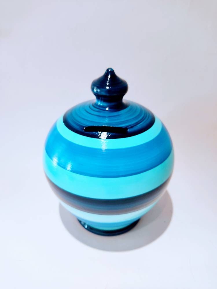 イタリア製ハンドメイド ロンドンハンドペイント 壺型貯金箱