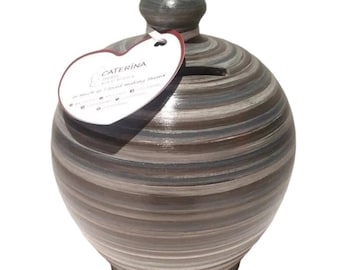 Piggy bank adult, ceramic coin bank, clay money pot, smash money pot, piggy bank for men, pottery anniversary gift for husband and boyfriend
