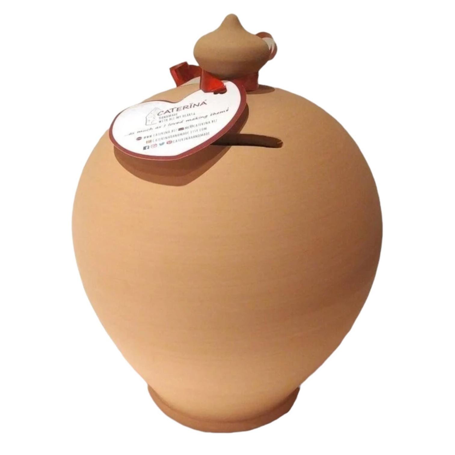 Terracotta Money Pot, Piggy bank adult, pottery coin jar to smash, piggy bank, made in italy from clay, roman clay bank, pot for money