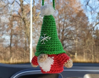 Rear view mirror xmas gnome cute car accessory Winter home decor scandinavian crochet hanging gnome Car decorations small charm