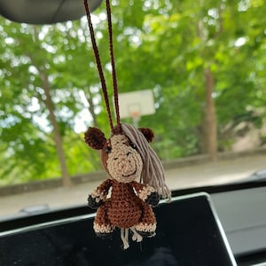 Gehäkelte hängenden Auto Zubehör Rückspiegel Damen Accessoires Crochet Pferd Charme Schlüsselanhänger Rucksack Anhänger Rustikale Land Geschenk Western