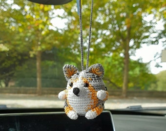 Crochet Blue Merle Corgi Car Charm: Handmade Puppy Keychain - Etsy