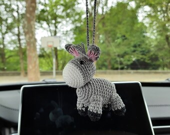 Crochet hanging car accessory Rear view mirror women's accessories Crochet donkey charm keychain backpack pendant