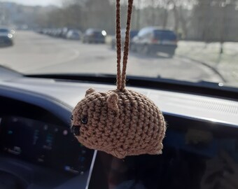 Wombat crochet car rearview mirror handmade accessory Backpack pendants little bag charm coworker cute Australian gift hanging