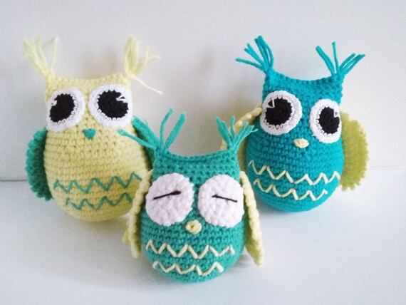 Crochet Mint Owl Toy Stuff Owl Decoration Nursery Decor Etsy