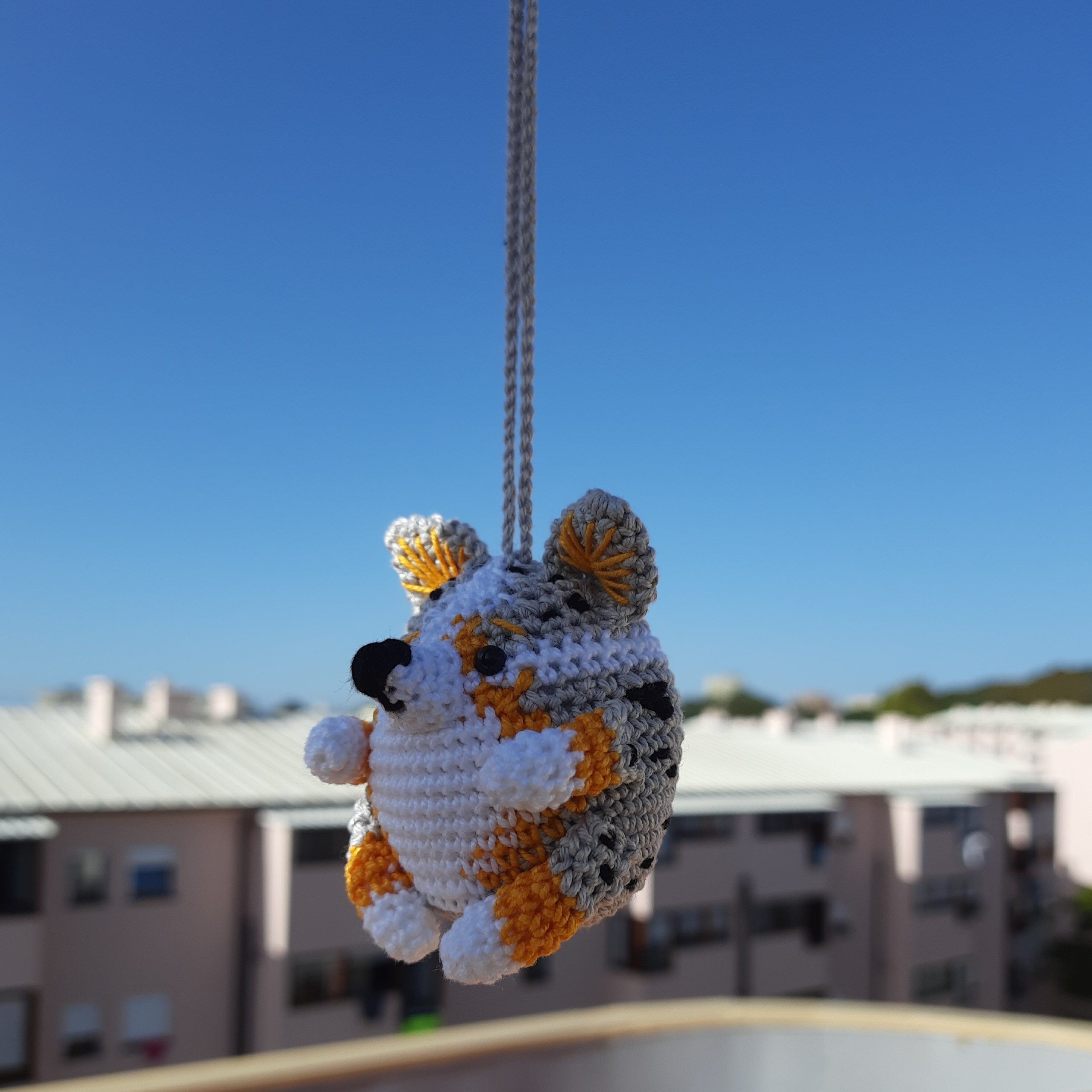 Crochet Blue Merle Corgi Car Charm: Handmade Puppy Keychain - Etsy