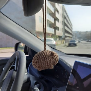 Wombat crochet car rearview mirror handmade accessory Backpack pendants little bag charm coworker cute Australian gift hanging image 3