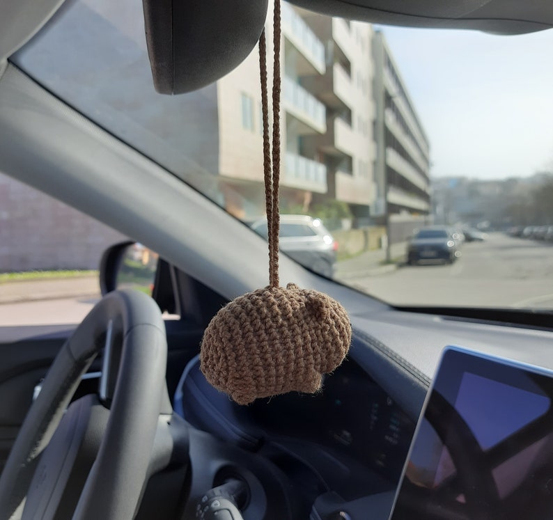 Wombat crochet car rearview mirror handmade accessory Backpack pendants little bag charm coworker cute Australian gift hanging image 3