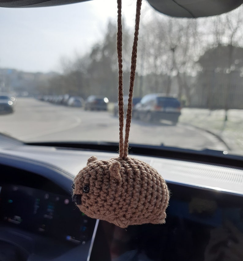 Wombat crochet car rearview mirror handmade accessory Backpack pendants little bag charm coworker cute Australian gift hanging with hanging