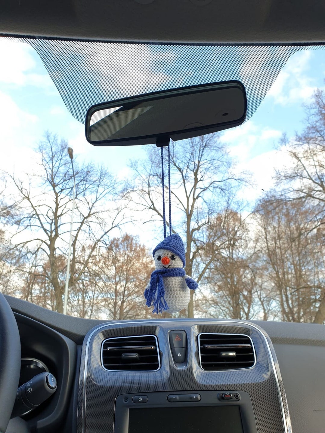 Amigurumi Fluffy Snowman Car Rear View Mirror Accessories Ready To Ship -  Yahoo Shopping